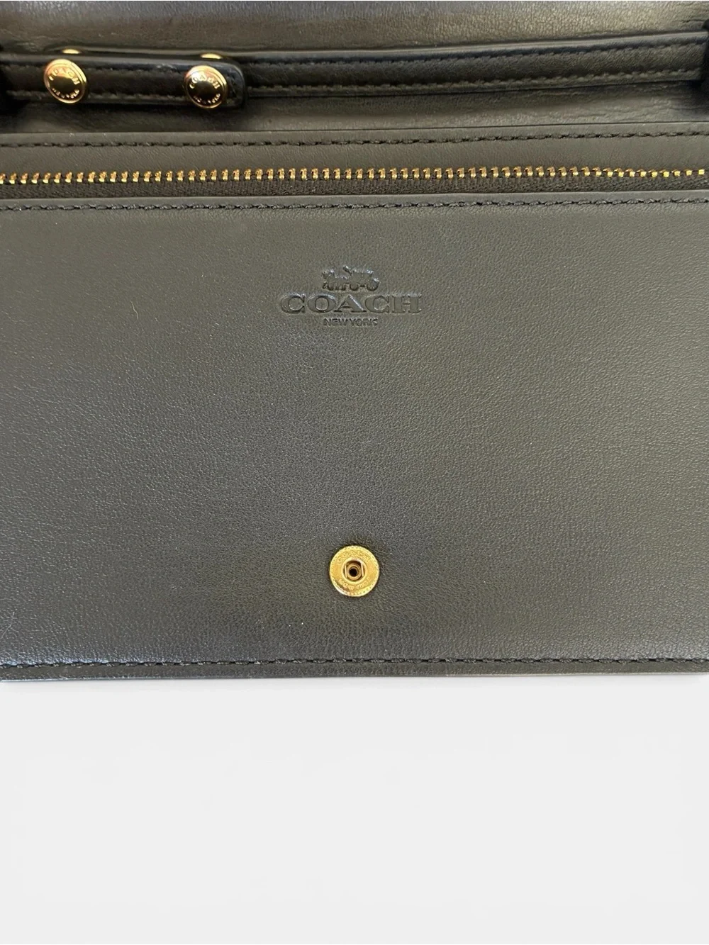 Coach Black Embossed Signature Leather Crossbody with Gold Hardware